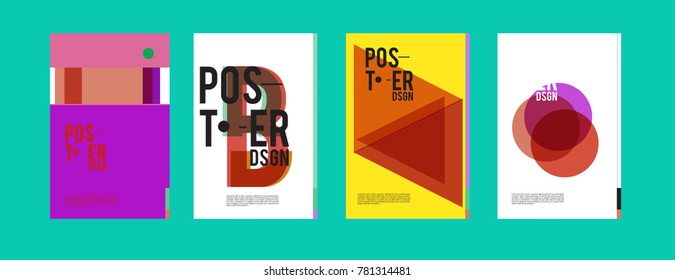 Colorful geometric poster and cover design. Minimal geometric pattern gradients backgrounds. Eps10 vector.
