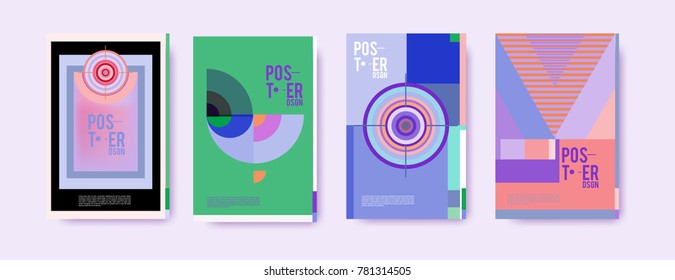Colorful geometric poster and cover design. Minimal geometric pattern gradients backgrounds. Eps10 vector.