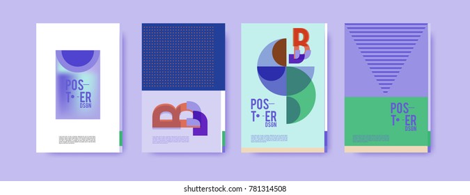 Colorful geometric poster and cover design. Minimal geometric pattern gradients backgrounds. Eps10 vector.