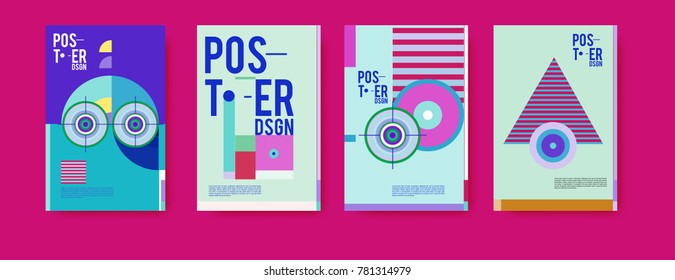 Colorful geometric poster and cover design. Minimal geometric pattern gradients backgrounds. Eps10 vector.

