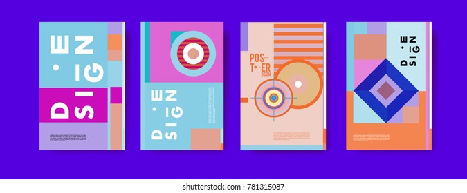 Colorful geometric poster and cover design. Minimal geometric pattern gradients backgrounds. Eps10 vector.

