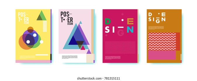 Colorful geometric poster and cover design. Minimal geometric pattern gradients backgrounds. Eps10 vector.

