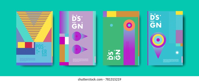 Colorful geometric poster and cover design. Minimal geometric pattern gradients backgrounds. Eps10 vector.

