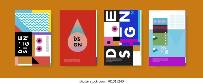 Colorful geometric poster and cover design. Minimal geometric pattern gradients backgrounds. Eps10 vector.

