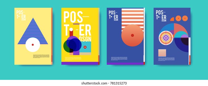 Colorful geometric poster and cover design. Minimal geometric pattern gradients backgrounds. Eps10 vector.

