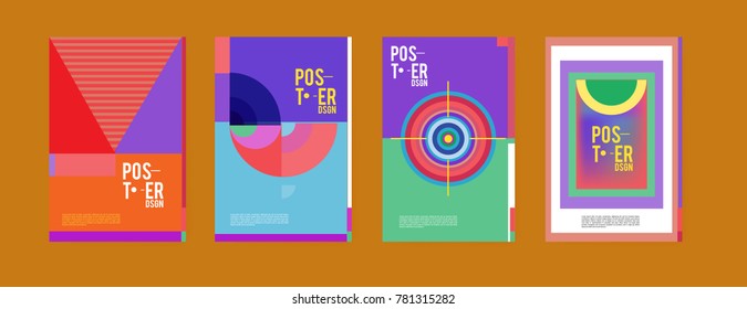 Colorful geometric poster and cover design. Minimal geometric pattern gradients backgrounds. Eps10 vector.

