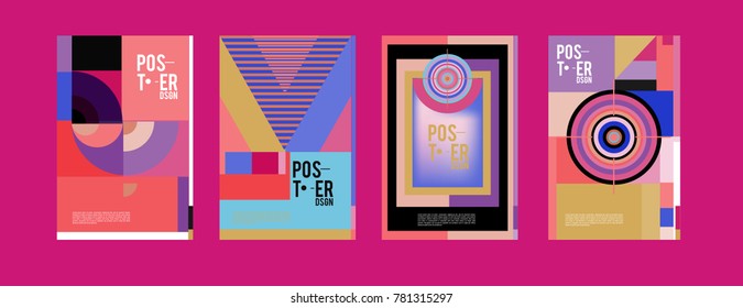 Colorful geometric poster and cover design. Minimal geometric pattern gradients backgrounds. Eps10 vector.

