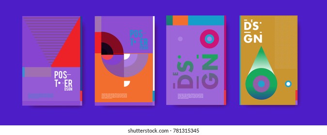 Colorful geometric poster and cover design. Minimal geometric pattern gradients backgrounds. Eps10 vector.

