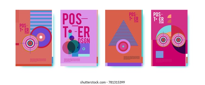 Colorful geometric poster and cover design. Minimal geometric pattern gradients backgrounds. Eps10 vector.

