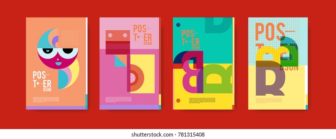 Colorful geometric poster and cover design. Minimal geometric pattern gradients backgrounds. Eps10 vector.

