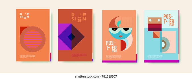 Colorful geometric poster and cover design. Minimal geometric pattern gradients backgrounds. Eps10 vector.

