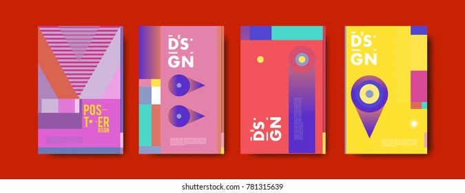 Colorful geometric poster and cover design. Minimal geometric pattern gradients backgrounds. Eps10 vector.


