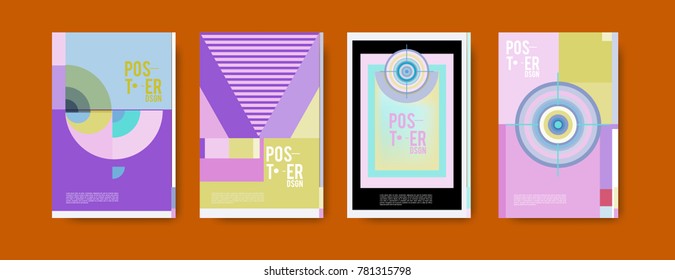 Colorful geometric poster and cover design. Minimal geometric pattern gradients backgrounds. Eps10 vector.

