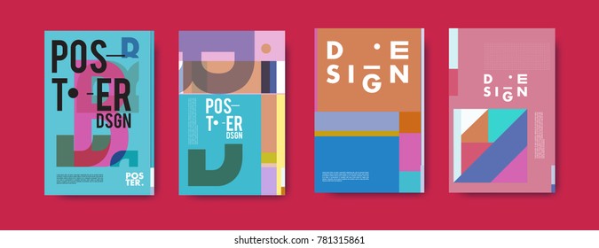 Colorful geometric poster and cover design. Minimal geometric pattern gradients backgrounds. Eps10 vector.

