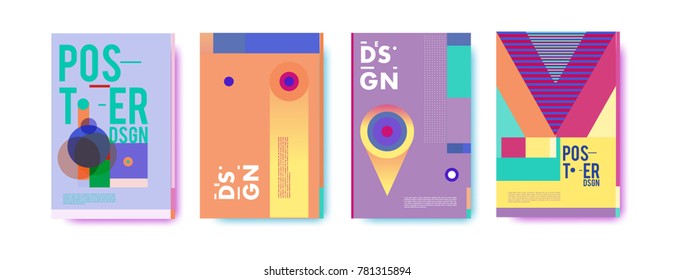Colorful geometric poster and cover design. Minimal geometric pattern gradients backgrounds. Eps10 vector.

