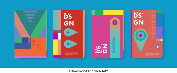 Colorful geometric poster and cover design. Minimal geometric pattern gradients backgrounds. Eps10 vector.

