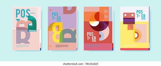 Colorful geometric poster and cover design. Minimal geometric pattern gradients backgrounds. Eps10 vector.

