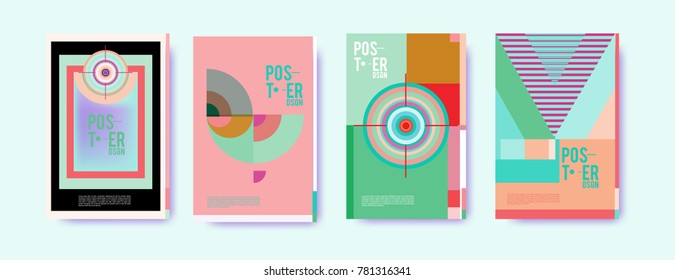 Colorful geometric poster and cover design. Minimal geometric pattern gradients backgrounds. Eps10 vector.

