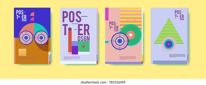 Colorful geometric poster and cover design. Minimal geometric pattern gradients backgrounds. Eps10 vector.

