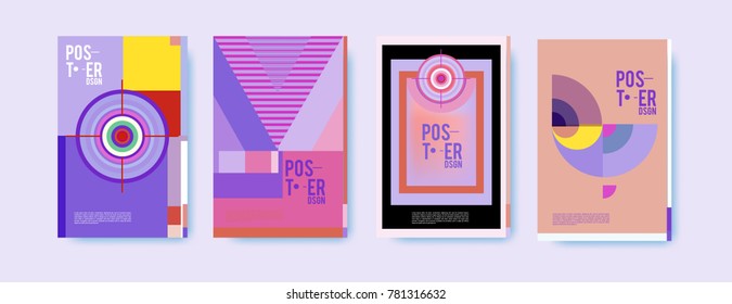 Colorful geometric poster and cover design. Minimal geometric pattern gradients backgrounds. Eps10 vector.

