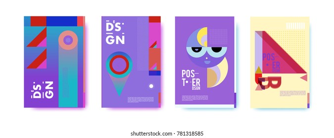 Colorful geometric poster and cover design. Minimal geometric pattern gradients backgrounds. Eps10 vector.

