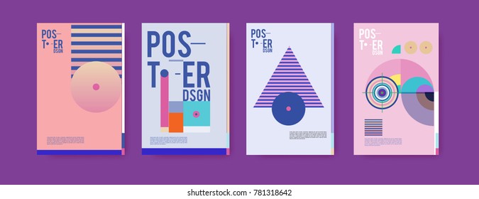 Colorful geometric poster and cover design. Minimal geometric pattern gradients backgrounds. Eps10 vector.

