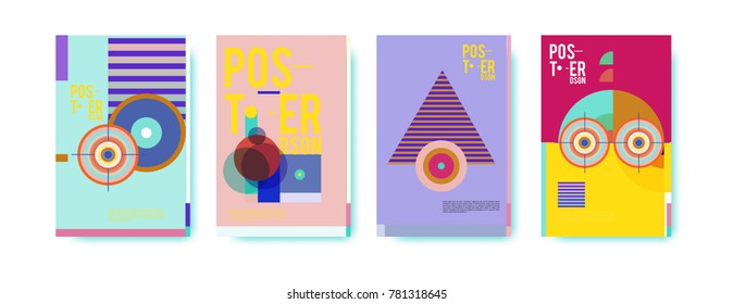 Colorful geometric poster and cover design. Minimal geometric pattern gradients backgrounds. Eps10 vector.

