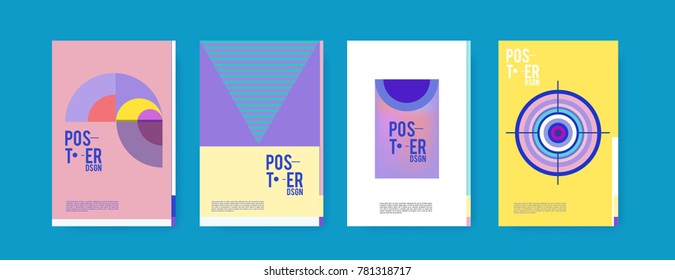 Colorful geometric poster and cover design. Minimal geometric pattern gradients backgrounds. Eps10 vector.

