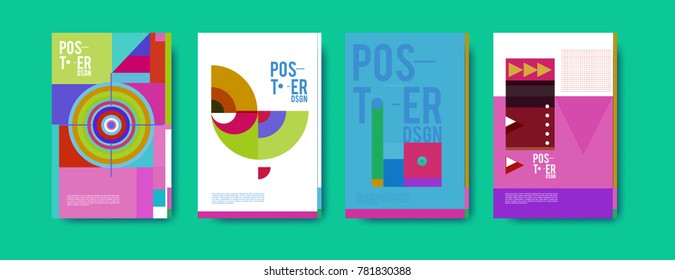 Colorful geometric poster and cover design. Minimal geometric pattern gradients backgrounds. Eps10 vector.