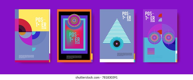 Colorful geometric poster and cover design. Minimal geometric pattern gradients backgrounds. Eps10 vector.