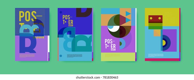 Colorful geometric poster and cover design. Minimal geometric pattern gradients backgrounds. Eps10 vector.