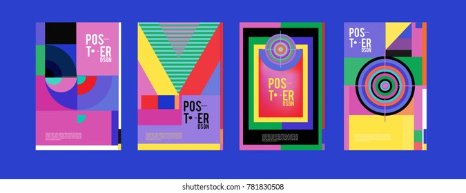 Colorful geometric poster and cover design. Minimal geometric pattern gradients backgrounds. Eps10 vector.