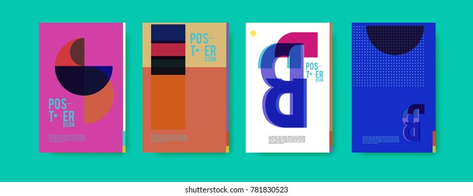 Colorful geometric poster and cover design. Minimal geometric pattern gradients backgrounds. Eps10 vector.