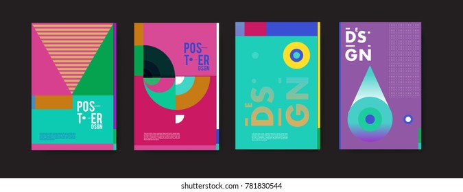 Colorful geometric poster and cover design. Minimal geometric pattern gradients backgrounds. Eps10 vector.