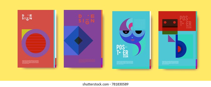 Colorful geometric poster and cover design. Minimal geometric pattern gradients backgrounds. Eps10 vector.