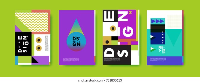 Colorful geometric poster and cover design. Minimal geometric pattern gradients backgrounds. Eps10 vector.