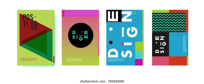 Colorful geometric poster and cover design. Minimal geometric pattern gradients backgrounds. Eps10 vector.
