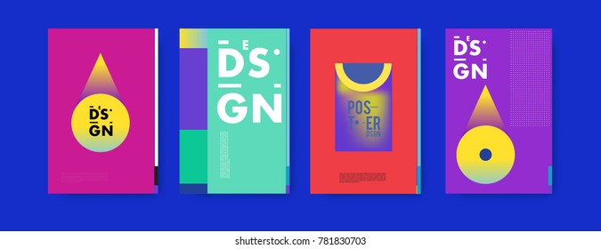 Colorful geometric poster and cover design. Minimal geometric pattern gradients backgrounds. Eps10 vector.