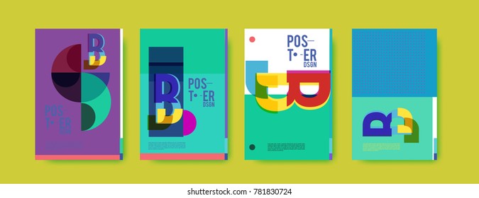 Colorful geometric poster and cover design. Minimal geometric pattern gradients backgrounds. Eps10 vector.