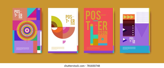 Colorful geometric poster and cover design. Minimal geometric pattern gradients backgrounds. Eps10 vector.