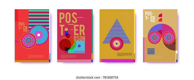 Colorful geometric poster and cover design. Minimal geometric pattern gradients backgrounds. Eps10 vector.