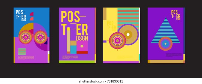 Colorful geometric poster and cover design. Minimal geometric pattern gradients backgrounds. Eps10 vector.