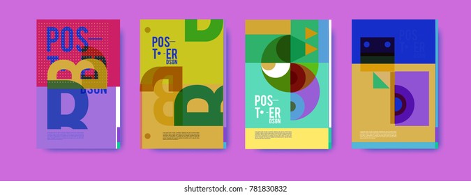 Colorful geometric poster and cover design. Minimal geometric pattern gradients backgrounds. Eps10 vector.