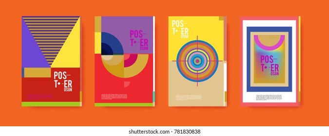 Colorful geometric poster and cover design. Minimal geometric pattern gradients backgrounds. Eps10 vector.
