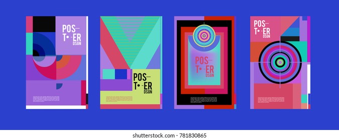 Colorful geometric poster and cover design. Minimal geometric pattern gradients backgrounds. Eps10 vector.