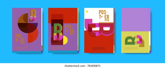 Colorful geometric poster and cover design. Minimal geometric pattern gradients backgrounds. Eps10 vector.