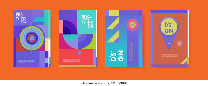 Colorful geometric poster and cover design. Minimal geometric pattern gradients backgrounds. Eps10 vector.
