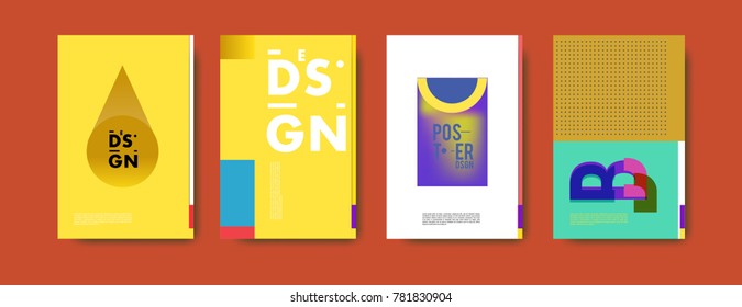 Colorful geometric poster and cover design. Minimal geometric pattern gradients backgrounds. Eps10 vector.