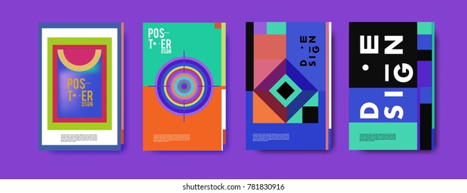 Colorful geometric poster and cover design. Minimal geometric pattern gradients backgrounds. Eps10 vector.