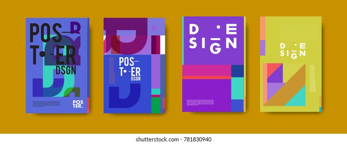 Colorful geometric poster and cover design. Minimal geometric pattern gradients backgrounds. Eps10 vector.